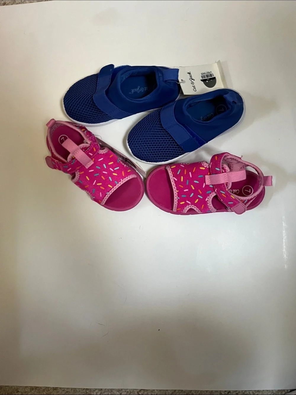 Cat & Jack Pink Sprinkle Girls' Adjustable Hook-and-Loop Sandals